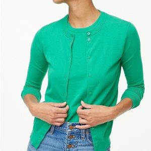 BRAND NEW JCrew Classic Cotton Cardigan in stunning GREEN. XS. NWT